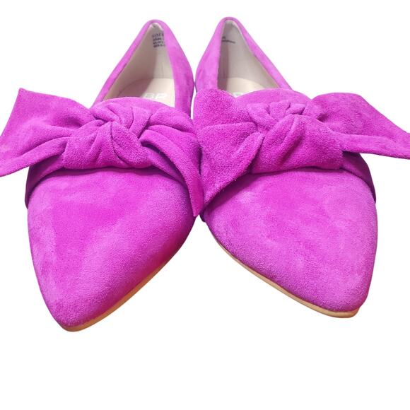 BP Size 9.5 US Kari Bow Suede Leather Flats Fuchsia Pink Bright TINY FLAWS - Picture 5 of 12